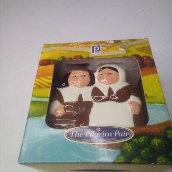 The Pilgrim Pair Collectable Napkin Holder Publix Ceramic - Picture 12 of 14